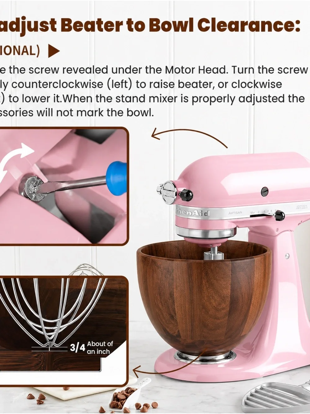 Wood Mixing Bowl For KitchenAid Stand Mixers (Brand New)